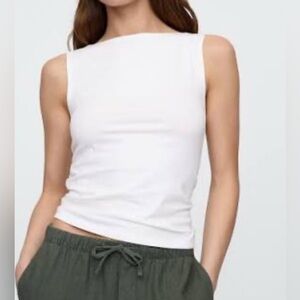 GAP White Boatneck Sleeveless Tank Top
